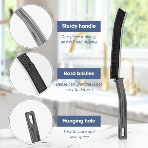 Durable gap cleaning brush set with slim design for tiles, grout, and hidden spaces